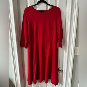 Lands End red knit pullover dress. Knee length. Size large/14/16. Gently used.